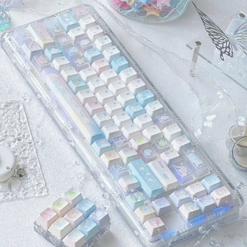 Dreamy Colors Theme Keycaps Set Customized PC Transparent Cherry Profile Keyboard Cap for Mechanical Keyboard Accessories Gifts