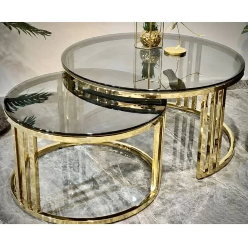 Hot Sales Living Room Furniture Set Metal Center Coffee Table Modern Luxury Meuble De Table Basse Salon Glass Coffee Table