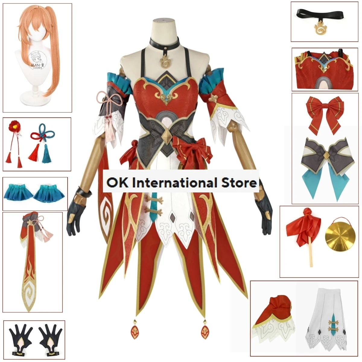 Guinaifen Cosplay Costume Wig Honkai Star Rail Cosplay Uniform Headwear Gong Hammer Xianzhou Luofu Ponytail Hair Accessories