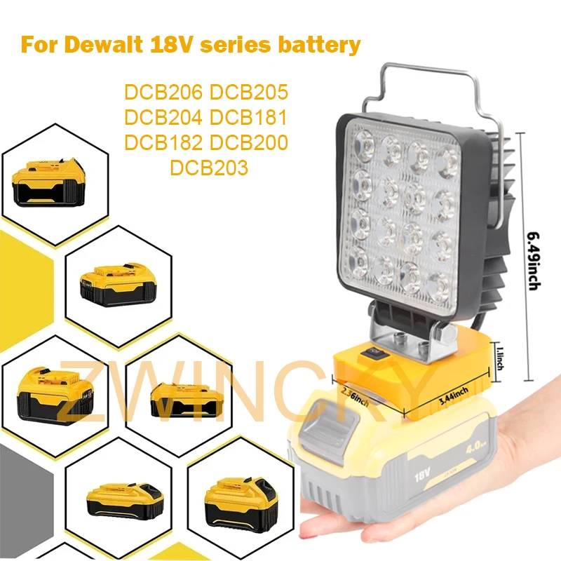 Led Light For Dewalt 18V Battery Portable Spotlights Cordless Outdoor Work Fishing Handheld Emergency Tool Lights