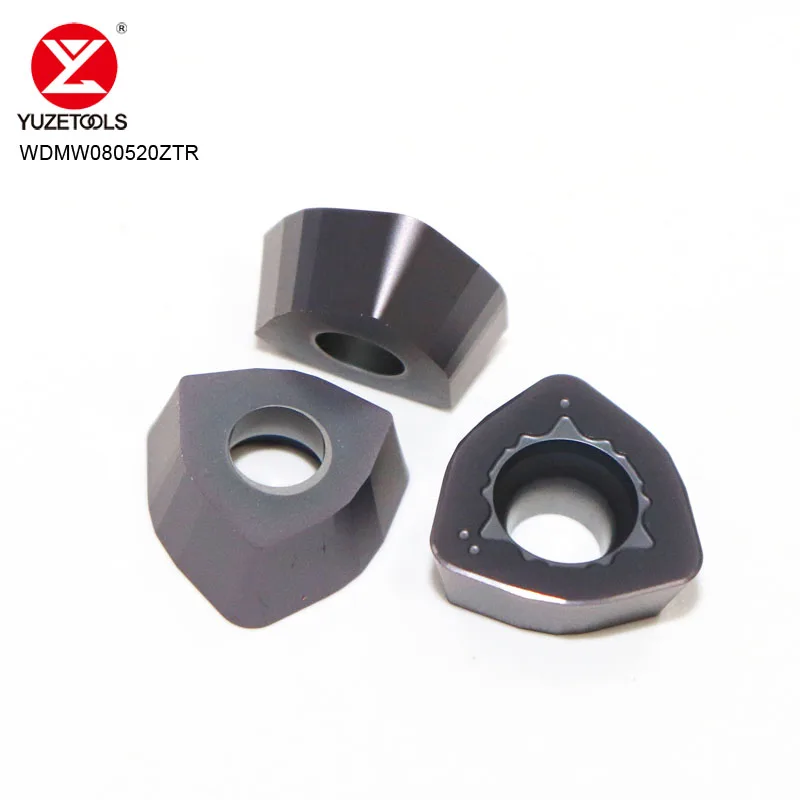 YUZE Alat CNC WDMW080520ZTR Pemotong Wajah Tunggal Karbit Maju Cepat Ke Sisipan Penggilingan untuk SKS08 Tempat Alat Cor Baja Tahan Karat
