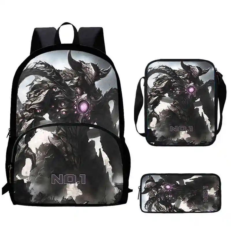 Anime Monster No-8 Child Backpack with Front Pocket,Shoulder Bags,Pencil Bags for Aged 5-10 Cartoon Backpack Boy Girl,Best Gift