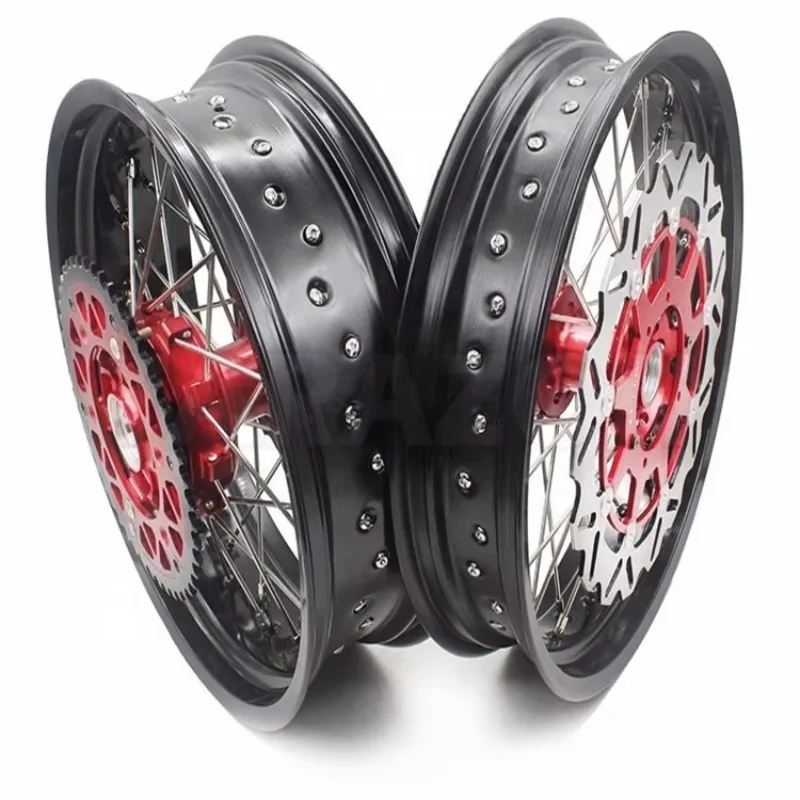 

【2025】Motorcycle Frosted CNC Milled Spoke Rim And Hub Wheel Set For Kawasaki Honda Suzuki Yamaha KTM HUSQVARNA GasGas Beta Sherc