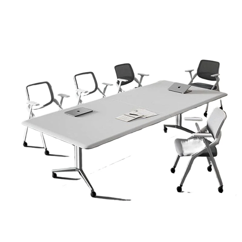 Folding foldable mobile conference table long table, desk splicing multi-functional retractable tables and chairs