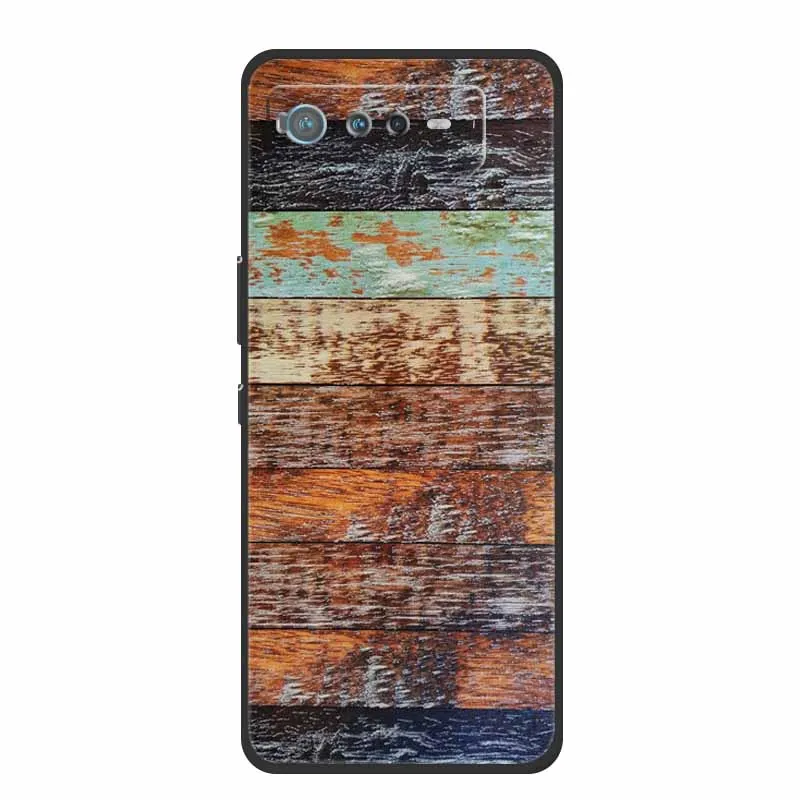 Soft Fashion Cover for Asus Rog Phone 6D Case Silicone Wooden Pattern TPU Back Cases for Asus Rog Phone6D Cover Cool Phone Shell