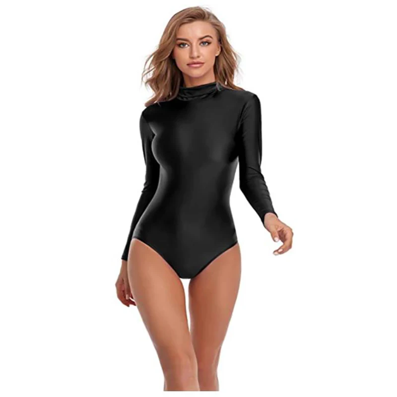 Speerise Damen Langarm-Klassiker-Trikot mit Rollkragen, Ballett-Tanzbekleidung, Spandex-Body, Gymnastikkostüme, Ganzanzug, Allaди