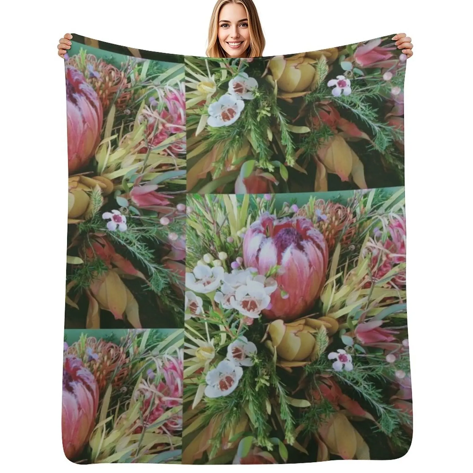 Australian native flora Throw Blanket Soft Plush Plaid Furrys Sofa Plaid Plush Flannels Blankets
