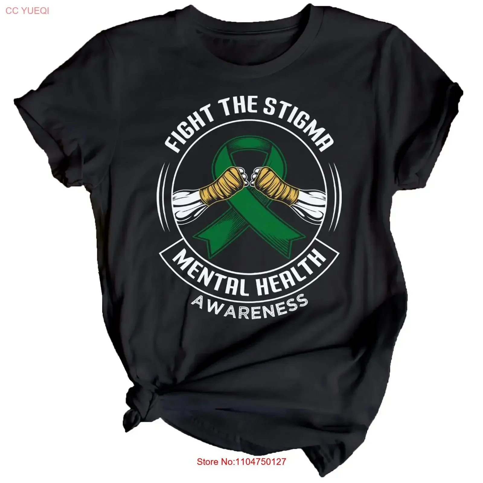 Womens Fight The Stigma Mental Health Awareness T Shirt Top Anxiety Emotion MHA vintage Washed graphic Slightly Versatile