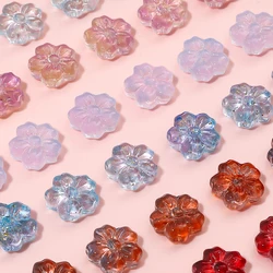 10pcs transparent glass gradient cherry blossom bead handmade DIY flower bead bracelet accessory material loose beads