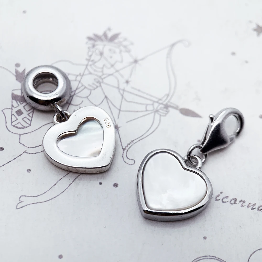 Shell Heart Pendant Dangle Charm New Fine Jewelry 925 Sterling Silver Romantic Love Gift For Women