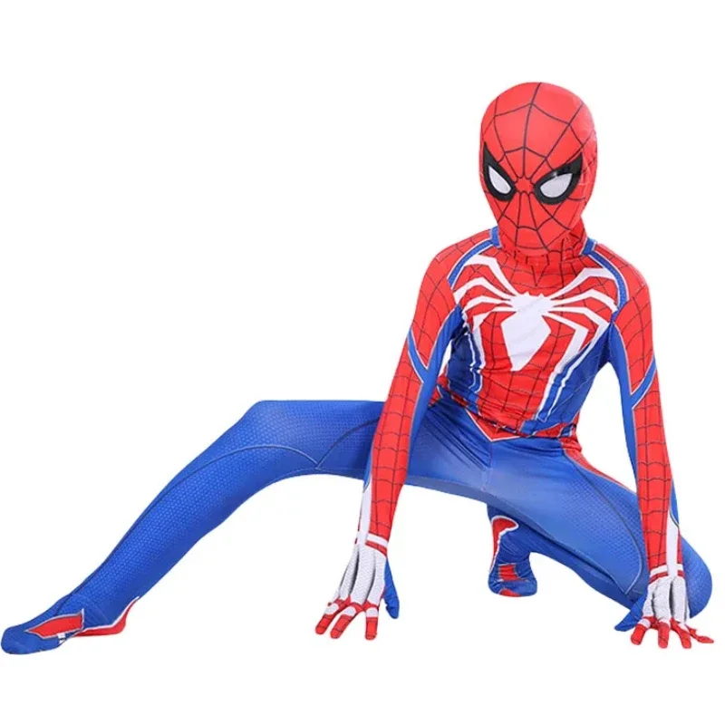 子供と大人のためのスパイダーマンスーパーヒーローのコスプレ衣装,スパイダーマンのボディスーツ,ハロウィーンの衣装,マスク,ジャンプスーツ