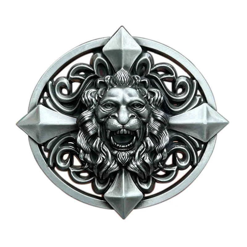 Cross lion head belt buckle Western style European American