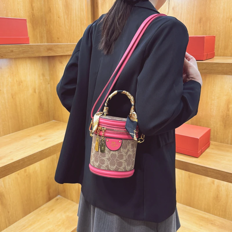 

Top Handle Crossbody Bucket Bag for Women PU Leather Drawstring Zipper Closure Bag Casual Shoulder Bag