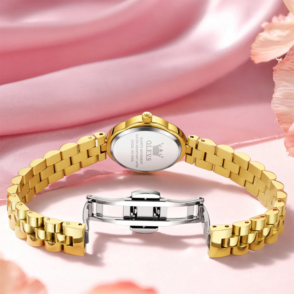 OLEVS العلامة التجارية الشهيرة ساعة نسائية ساعة ذهبية زرقاء كوارتز ساعات المعصم الفاخرة السيدات هدية ساعة الإناث مقاوم للماء #6