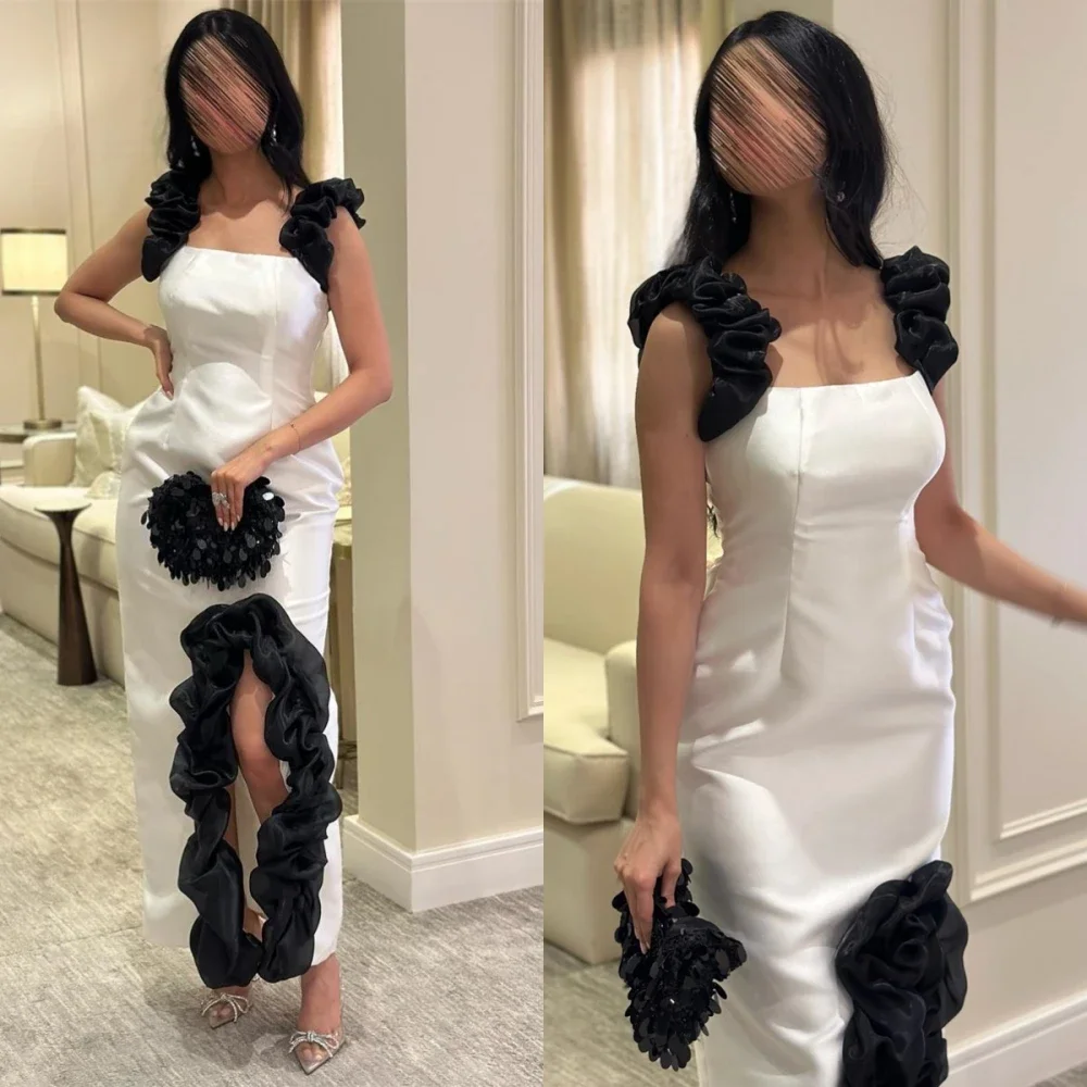 

Customized Jiayigong Fashion Square Collar Empire Party Dress Ankle Length Ruched Slit Sleeveless Formal Evening Gowns جديد في ف