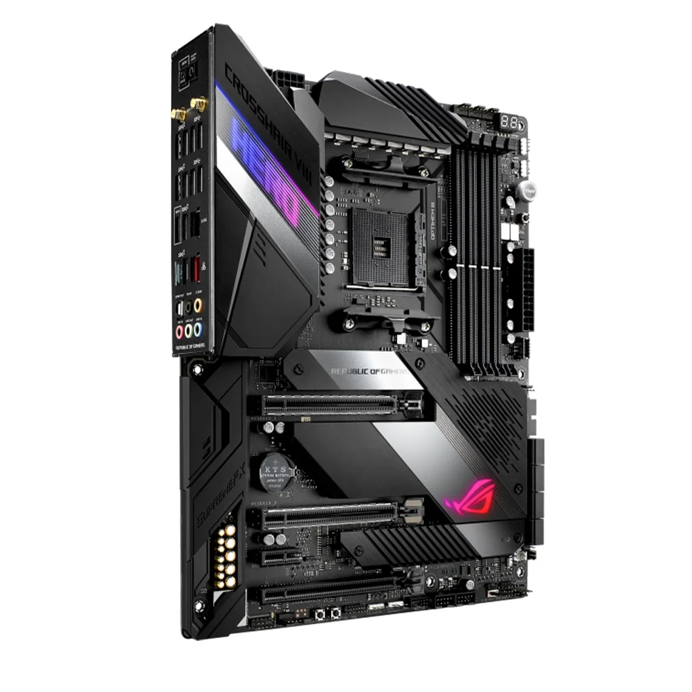 Imagem -05 - Asus-rog Crosshair Vii Placa-mãe Hero Wi-fi X570 Jogos Atx Suporte Mainboard Am4 5500 5600 5700x 5800x3d Cpu Ddr4 Nvme M.2