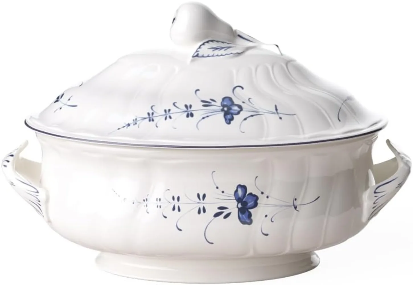 

Oval Soup Tureen, 92 oz, White/Blue