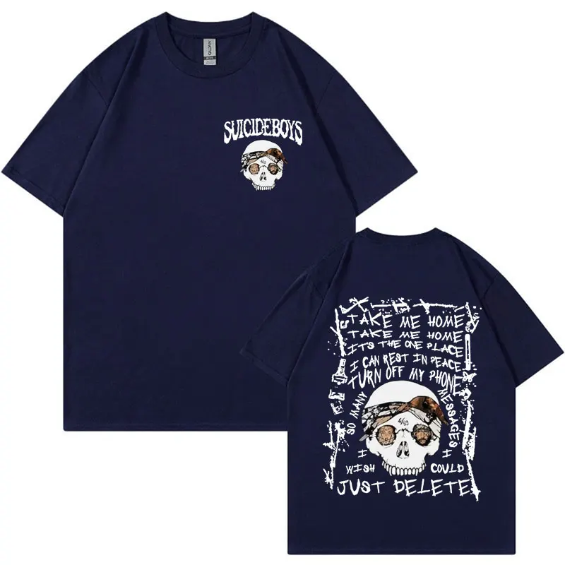 Suicide Boys Skeleton T Shirt Vintage Suicideboys Boys Now The Moon's Rising Album Tshirts Men Harajuku Gothic Oversized T-shirt