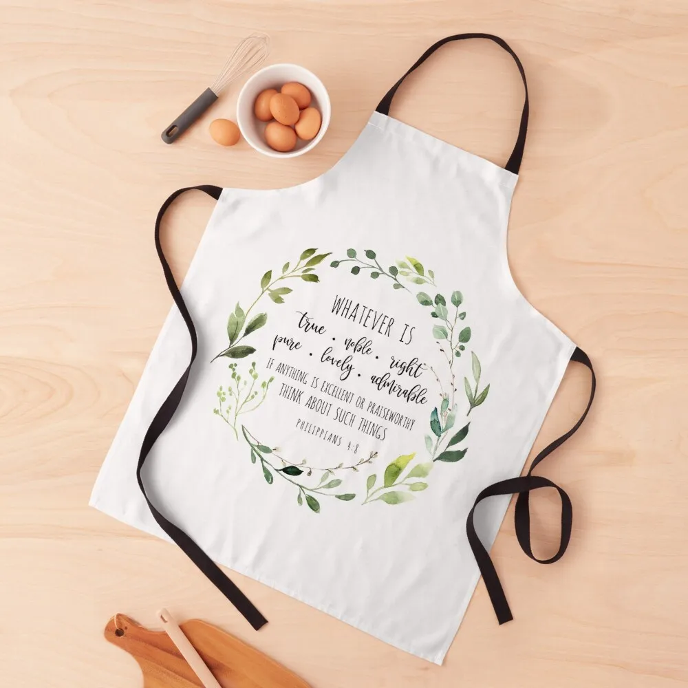 Philippians 4:8 Whatever is True Bible Verse Apron Kitchen Supplies Idea Goods Hairdresser Home Cleaning Apron