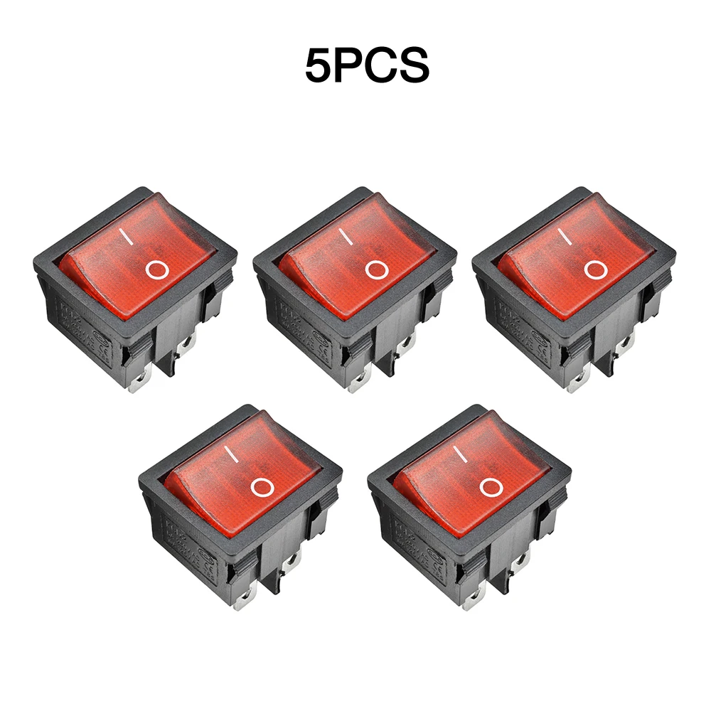 5PCS/set KCD1  KCD4 Boat Car Rocker Switch 21x24mm Black ON-OFF/ON-OFF-ON 4Pin Red Green Black 6A/250V For Car Dashboard