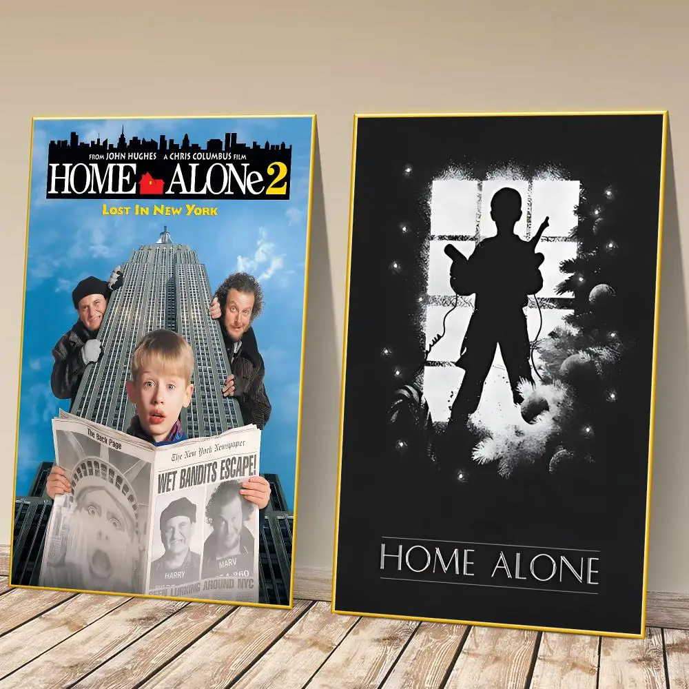 Funny Movie Home alone Poster HD Self‑Adhesive Art Print Home Wall Ornament for Clubs Cafe and Living Room Decoration