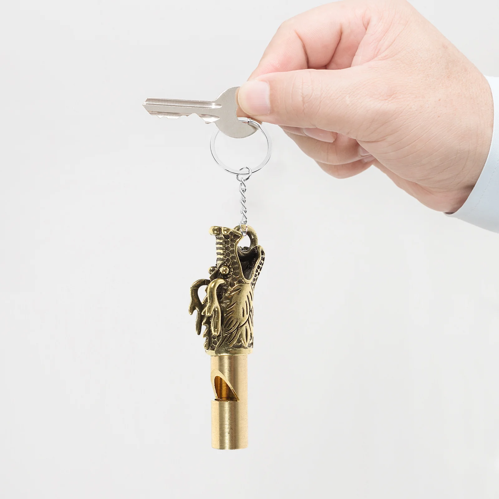 4Pcs Messing Tier Kopf Pfeife Camping Überleben Outdoor Laute Notfall Tragbare Pfeife Schlüsselbund Wandern Zubehör