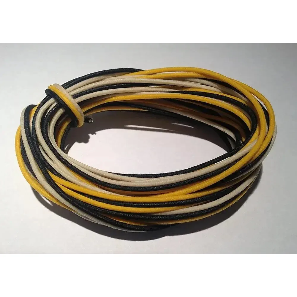 30 Feet (10-white / 10-black / 10-yellow) Gavitt Fabric Pre-dyed 7-strand Push Back 22-watt Retro Style Guitar Cord