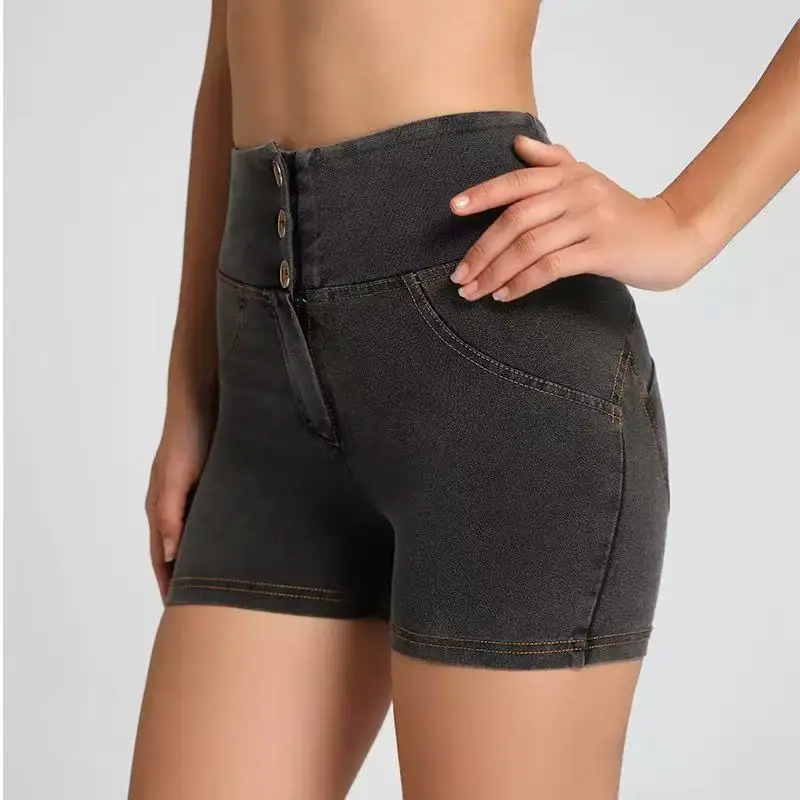 Women High Waist Butt Lift Denim Shorts Stretch Yoga Shorts Push Up Slim Fit Booty Workout Biker Shorts