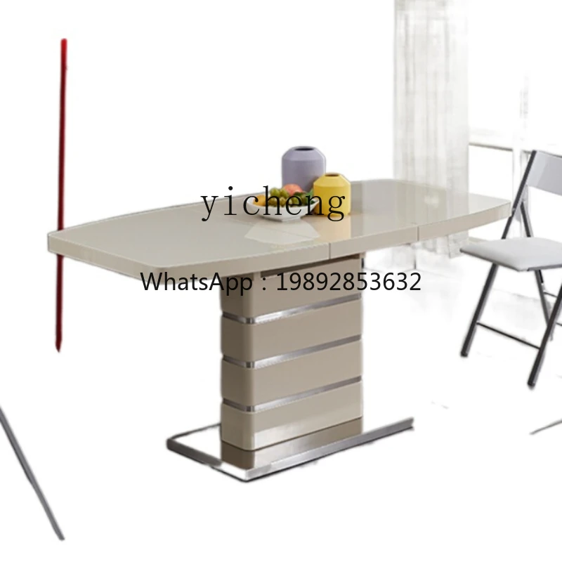 ZZ XL Retractable Dining Table Rectangular Champagne Gold Small Apartment Household Foldable Dining Table