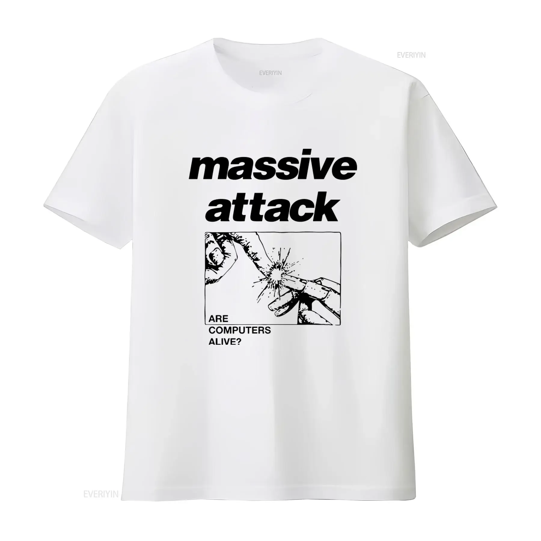 T-shirt imprimé MASSIVE ATTACK Are Computers Alive, disponible en toutes tailles du S au 5XL, vintage, lavé, élégant, respirant, doux