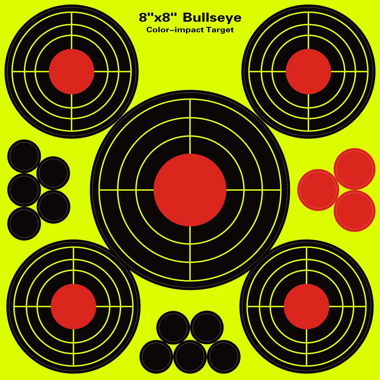 JOAXOR Splatter Alvos Pegatinas Autoadhesivas Alvos de Disparo Bullseye con Efecto Amarillo Brillante 8.0 x 8.0 in