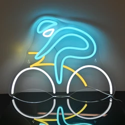 Bicyle Neon Sign For Wall Decor Bike LED Lights Dimmable USB Powered Room Decoration Gym Sports Club Logo Gift For Cycling Lover