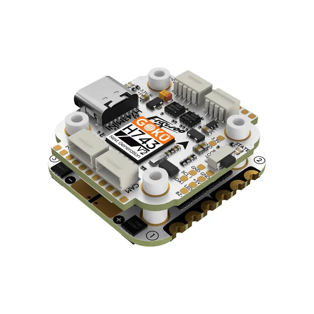Flywoo GOKU H743 PRO Mini Flight Controller Stack - 32Bit 128K + G45M AM32 45A 4-IN-1 ESC 20*20mm for FPV Drone