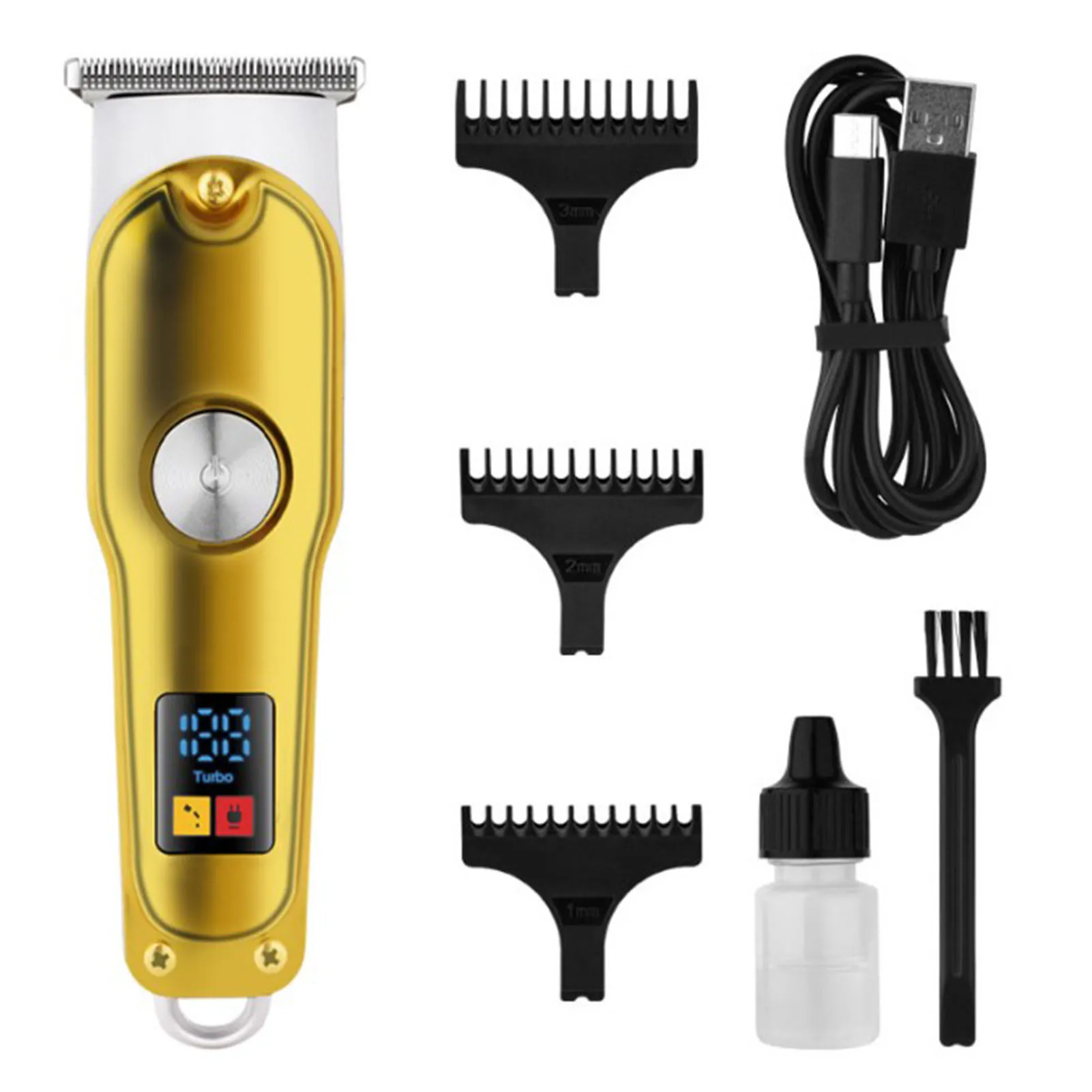 

Electric Hair Trimming Clipper, Hair Clipper Gold Metal Incisive Lightweight Electric Hair Trimmer for Home Use 500mAh 110V