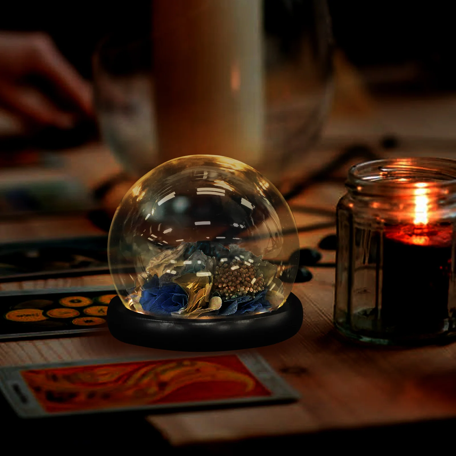 

1Set Eternal Flower Glass Dome Wooden Base Clear Glass Bell Jar Decorative Display Cover for Birthday Party Banquet Wine Party