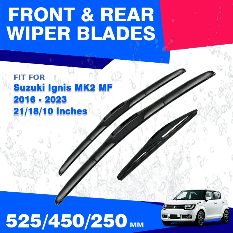 Front Rear Windscreen Wiper Blades For Suzuki Ignis MF 2016 - 2023 Hybrid Sport Accessories Windshield 2017 2018 2019 2020 2021