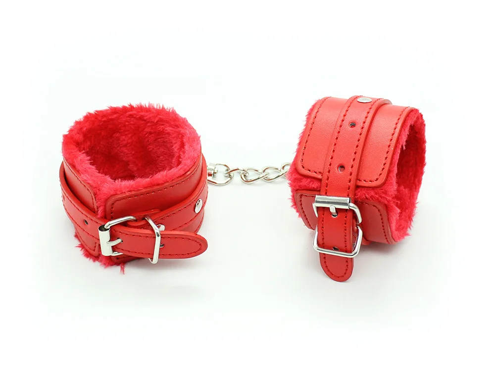 Fleece-lined Pu Leather Handcuffs Ankle Chains For Cosplay Costume Accessories Women Non-damaging Photo Props Stage Performance