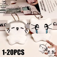 Cartoon Cat Plush Keychain Toys Mini Crying Cat Doll Keyring Backpack Charm Pendant Cat Keychain Cute Headphones Kitten Keychain