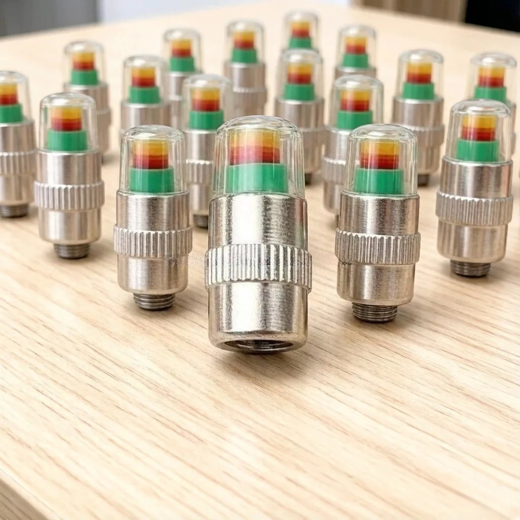 4Pcs Tire Pressure Monitor Valve Caps – 3 Color Eye Alert Indicator, Universal TPMS Sensor Caps for Car SUV Truck