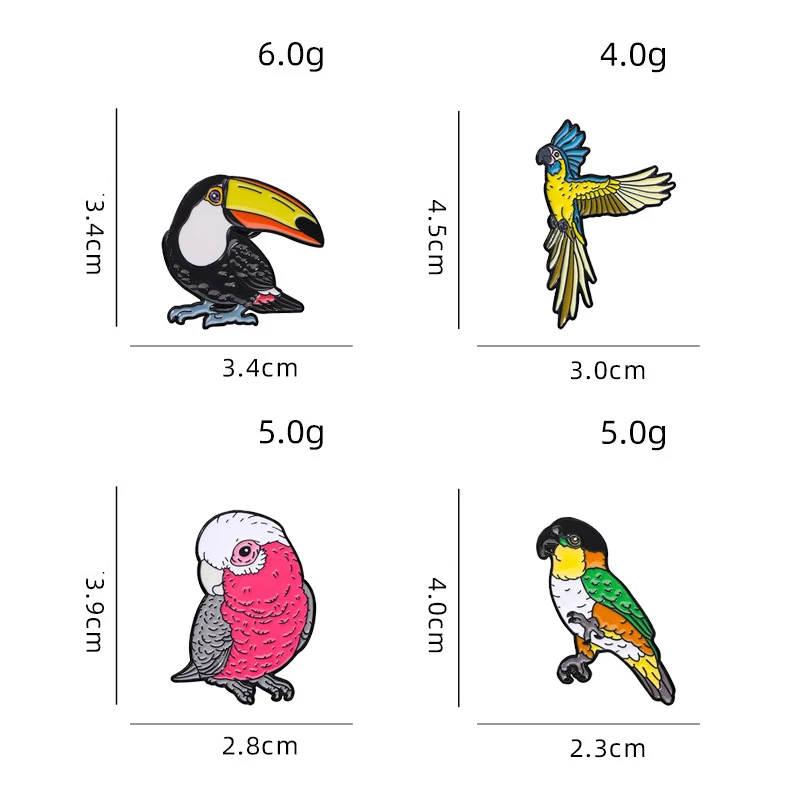 New cartoon birds of prey animal brooch bird badge parrot toucan badge clothing decoration children\'s accessories pins jewelry