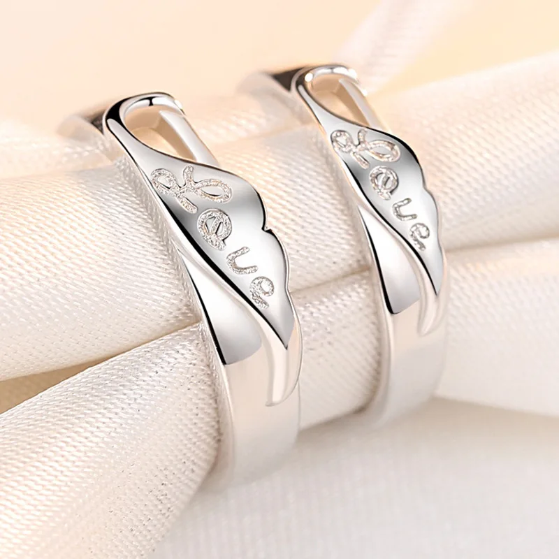 High Quality Gift Jewelry Women's Fashion Wing Love 925 Sterling Silver Couple Rings For Men XY0364