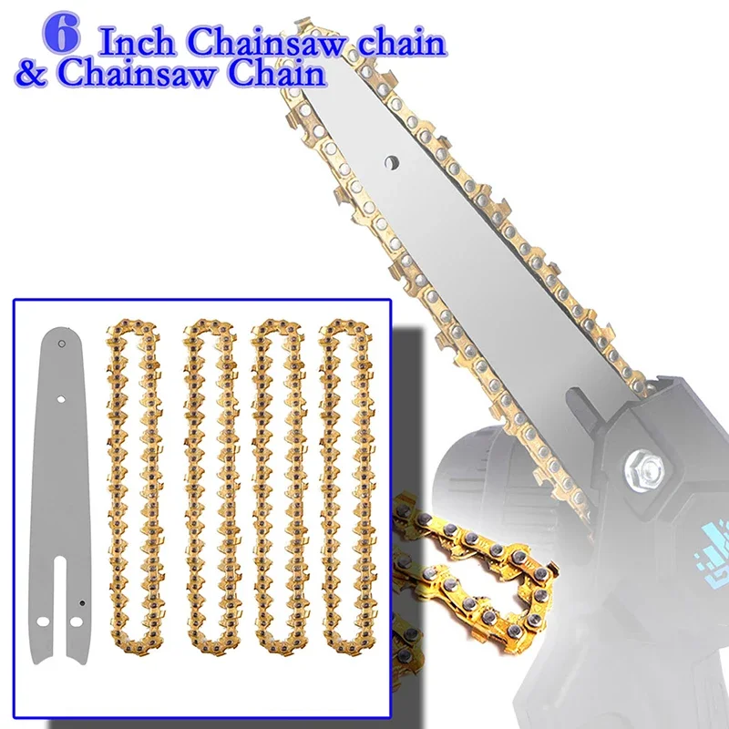 6 Inch Mini Chainsaw Chain with Bar Guide 1/4\