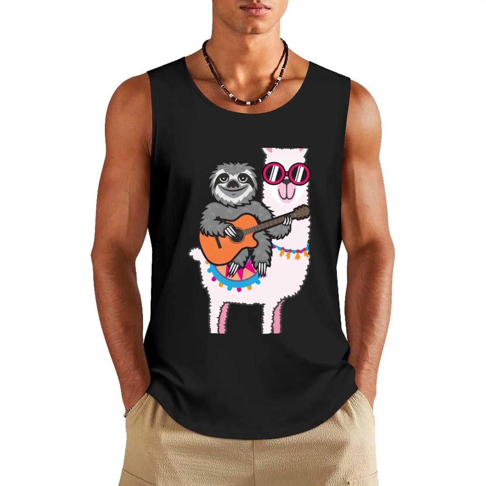 

Sloth guitar llama Tank Top Japanese t-shirt gym bodybuilding for men