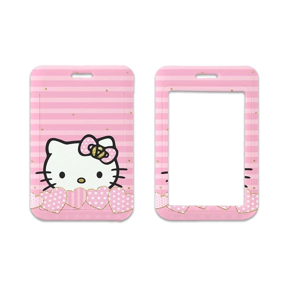 Pink Hello Kitty Credit Card Holder Lanyard Children ID Badge Holders Girls' Identification Card Case Neck Strap Keychain Custom