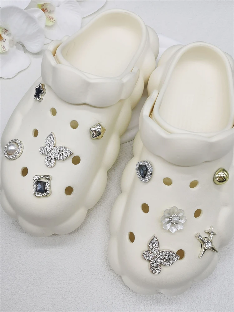 10PCS Shoe Charms ABS Accessories Decorations Lovely Diy Royallty Star Clogs Buckle Luxury Ins Style Rhinestone Decor For Party