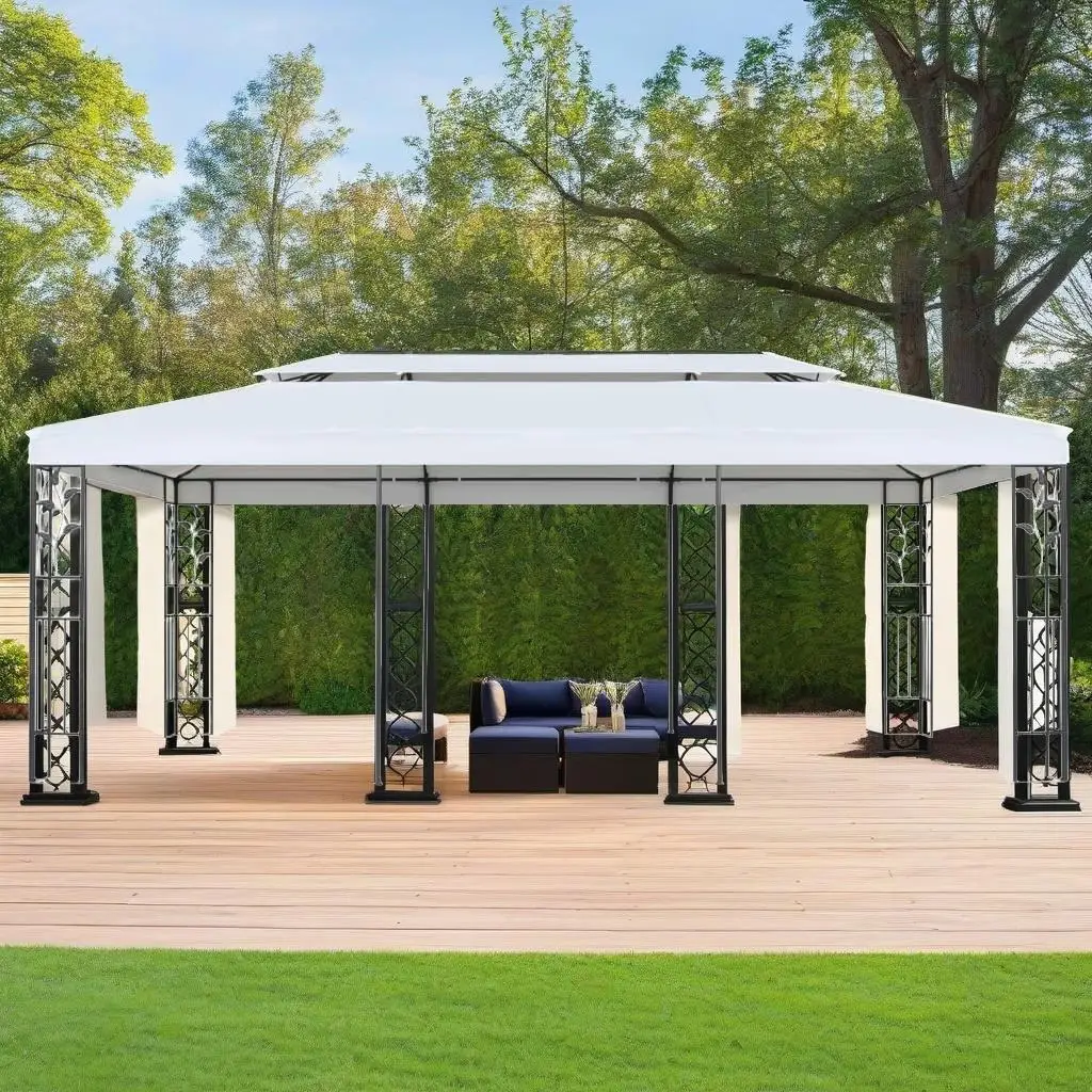 Large 9.8'x19.7' White Gazebo for Outdoor Events, Parties & Gatherings - Durable Canopy Shelter