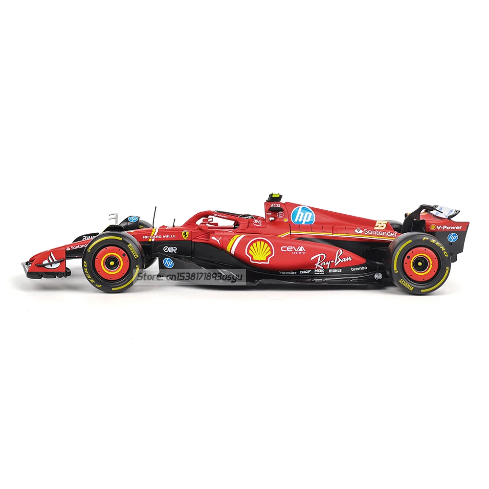 Bburago-Modèle de voiture de course en alliage, Collection de jouets de simulation, 1:18, F1 Ferrari SF24 #16 Leclerc #55 Carlos Sainz, 2024