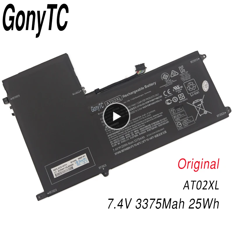 

Оригинальный аккумулятор GONYTC AT02XL для ноутбука HP ElitePad 900 G1, Настольная Фотография, 7,4 В