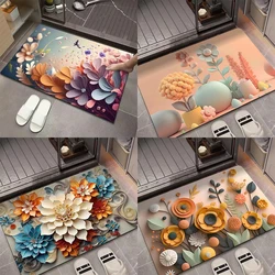 Home decoration printed kitchen bathroom absorbent carpet bedroom doorway mats living room entrance carpet