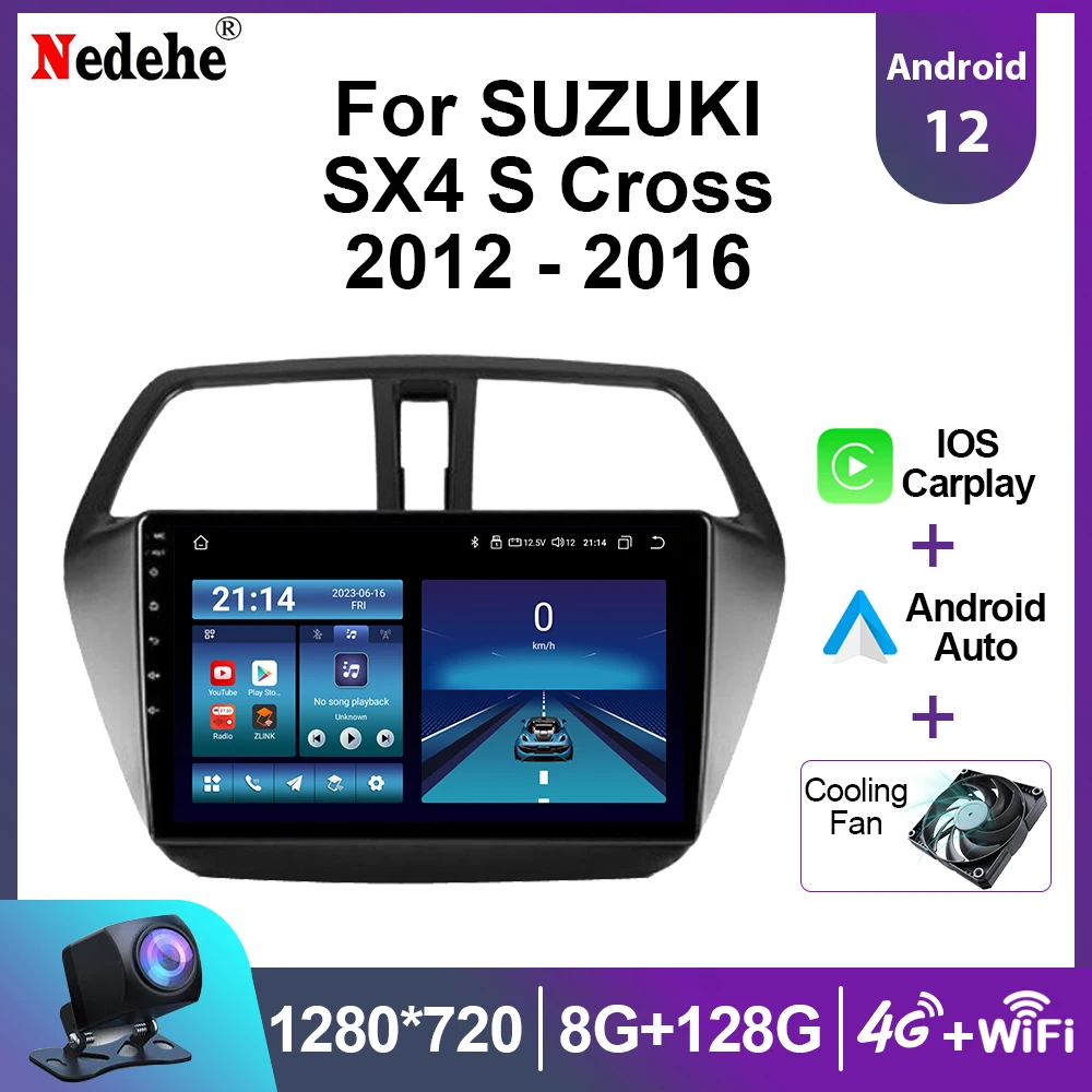 

Android 12 Wireless Carplay Auto Car Radio For Suzuki SX4 S-Cross 2012 - 2014 2015 2016 Multimedia Player Stereo GPS WIFI 4G DSP